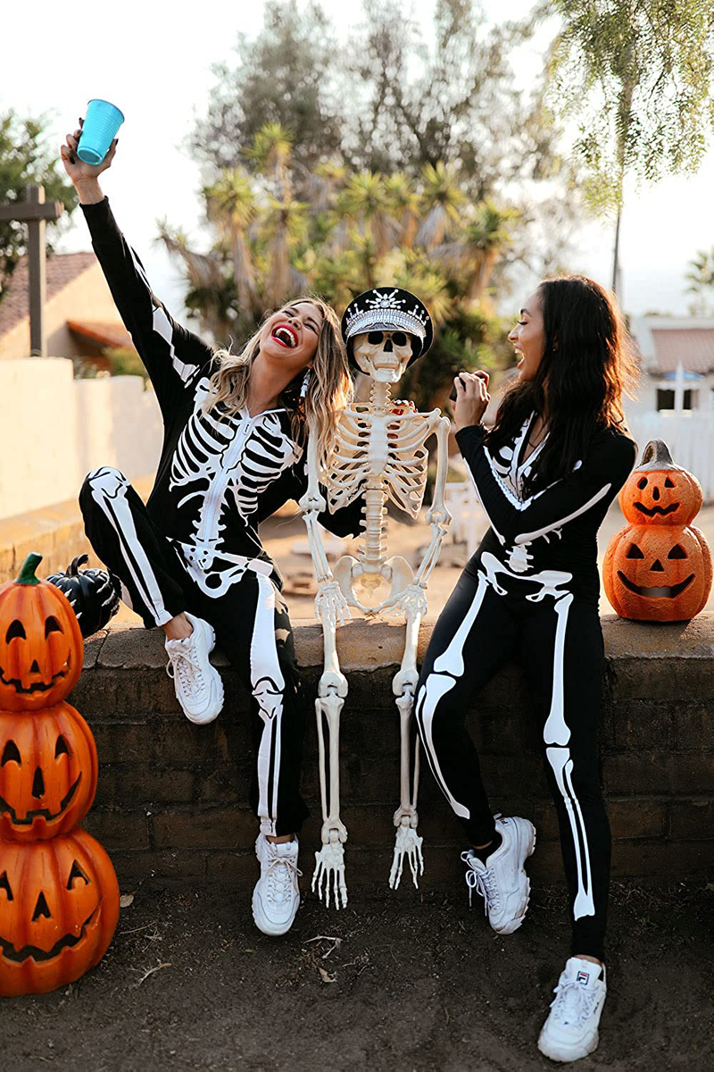 Tipsy Elves' Women's Skeleton Costume - Scary Black and White Halloween Jumpsuit Apparel & Accessories > Costumes & Accessories > Costumes Tipsy Elves   