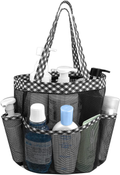 Mesh Shower Caddy Basket with 8 Storage Pockets, Portable Shower Tote Bag Hanging Swimming Pool, Toiletry Bathroom Organizer for College Dorm Room Essentials for Girls and Boys (1, Golden Dots)