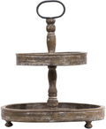 Creative Co-Op Distressed Brown Wood Metal Handle Two-Tier Tray Home & Garden > Decor > Decorative Trays Creative Co-Op Brown  