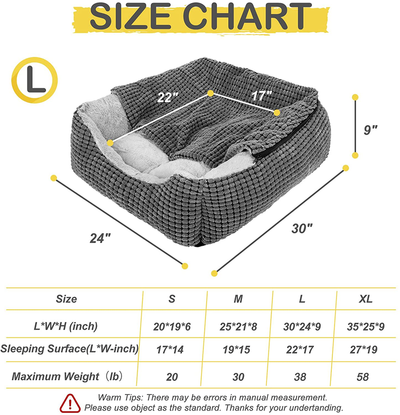 GASUR Dog Beds for Large Medium Small Dogs, Rectangle Cave Hooded Blanket Puppy Bed, Luxury Anti-Anxiety Orthopedic Cat Beds for Indoor Cats, Warmth and Machine Washable Animals & Pet Supplies > Pet Supplies > Dog Supplies > Dog Beds GASUR   