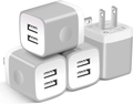 X-EDITION USB Wall Charger,4-Pack 2.1A Dual Port USB Cube Power Adapter Wall Charger Plug Charging Block Cube for Phone 8/7/6 Plus/X, Pad, Samsung Galaxy S5 S6 S7 Edge,LG, Android (White)  X-EDITION Grey  
