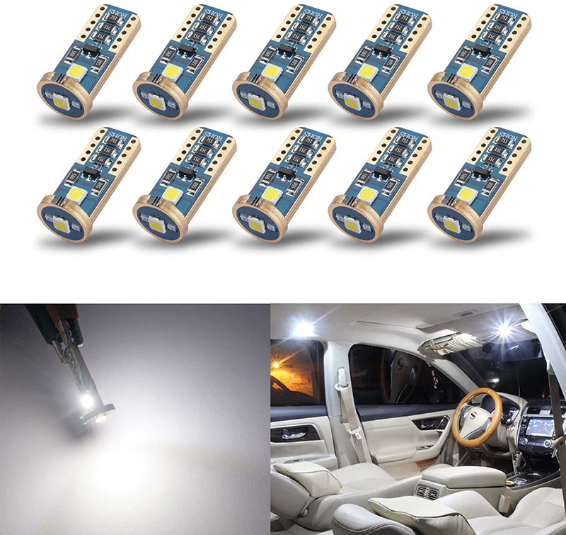iBrightstar Newest Extremely Bright Wedge T10 168 194 LED Bulbs For Car Interior Dome Map Door Courtesy License Plate Lights, Purple Vehicles & Parts > Vehicle Parts & Accessories > Motor Vehicle Parts > Motor Vehicle Interior Fittings IBrightstar-T10-3030-3P Xenon White  