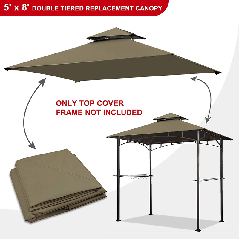 Eurmax 5FT x 8FT Double Tiered Replacement Canopy Grill BBQ Gazebo Roof Top Gazebo Replacement Canopy Roof（Cocoa） Home & Garden > Lawn & Garden > Outdoor Living > Outdoor Structures > Canopies & Gazebos Eurmax   