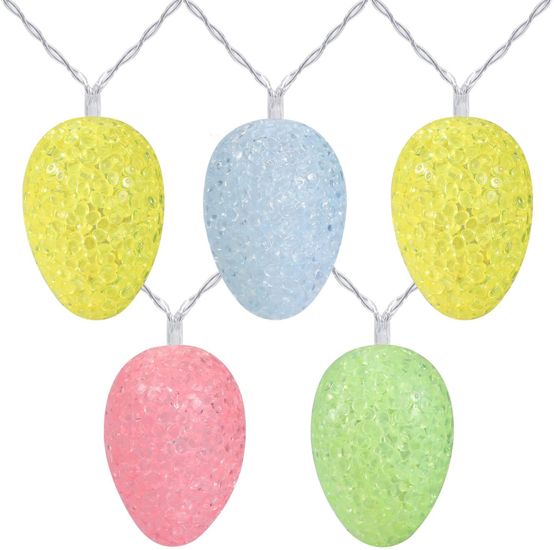 LYHOPE Easter Pastel Lights, 5.94Ft 10 LED Egg Decoration Lights, Battery Powered Egg String Lights for Easter, Party, Fireplace, Mantels, Entrance, Tree, Home Decorations, Clear Wire