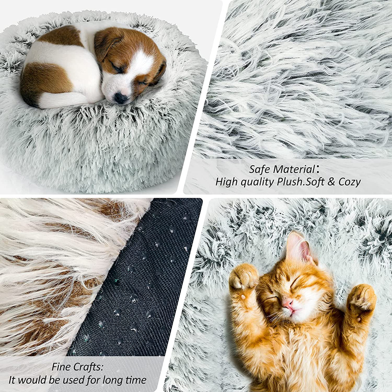 Fluffy Dog Bed for Small Dogs and Cats,Original Calming Donut Dog Bed,Washable Cozy Dog Bed with Extra Soft Anti-Slip Bottom, Self Warming Styles&Multiple Size 28“ Animals & Pet Supplies > Pet Supplies > Dog Supplies > Dog Beds Queeplo   