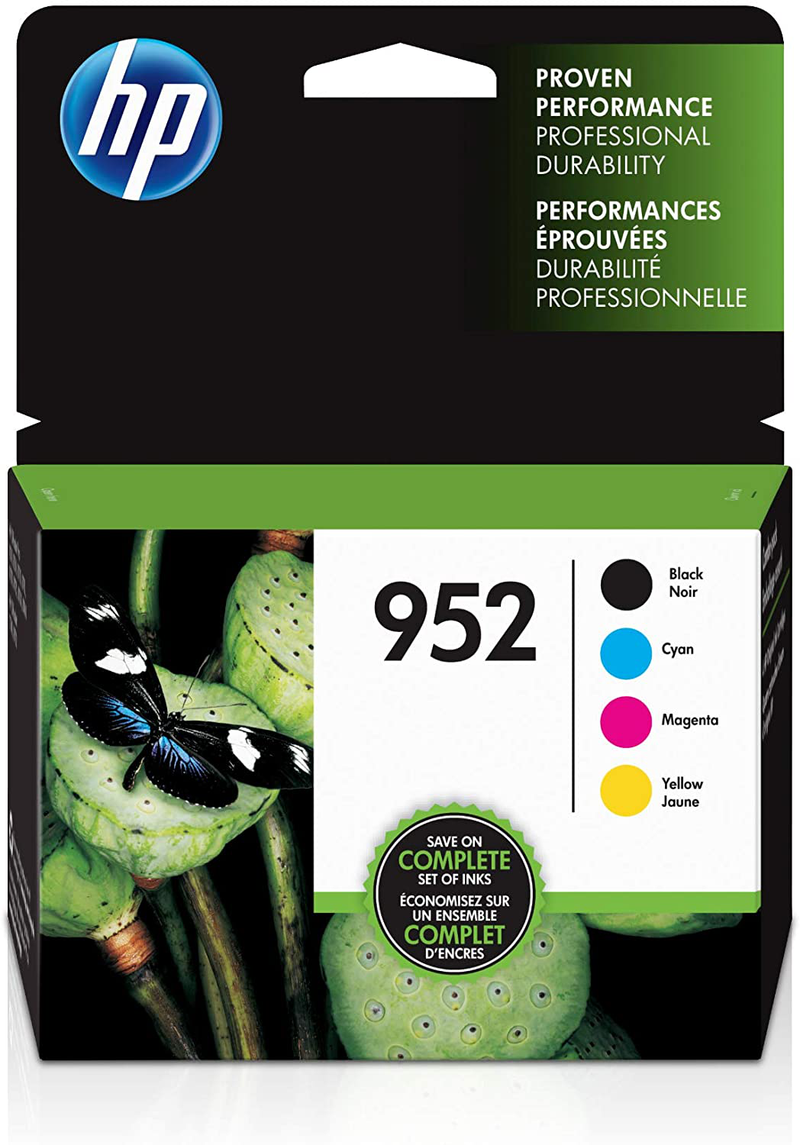 HP 952 | 4 Ink Cartridges | Black, Cyan, Magenta, Yellow | Works with HP OfficeJet Pro 7700 Series, 8200 Series, 8700 Series | F6U15AN, L0S49AN, L0S52AN, L0S55AN Electronics > Print, Copy, Scan & Fax > Printer, Copier & Fax Machine Accessories > Printer Consumables > Toner & Inkjet Cartridges HP Combo 4-Pack  