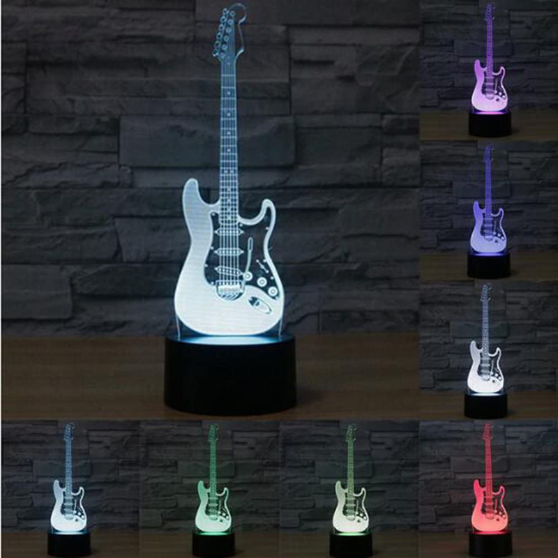 RUMOCOVO Creative Electric Guitar 3D Night Light LED 7 Color Changing Touch Table Lamp Valentine'S Day Birthday Gifts Home Office Decorations Lamp Home & Garden > Lighting > Night Lights & Ambient Lighting RUMOCOVO   