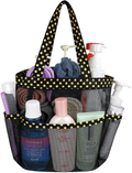 Mesh Shower Caddy Basket with 8 Storage Pockets, Portable Shower Tote Bag Hanging Swimming Pool, Toiletry Bathroom Organizer for College Dorm Room Essentials for Girls and Boys (1, Golden Dots) Sporting Goods > Outdoor Recreation > Camping & Hiking > Portable Toilets & Showers Hommtina Golden Dots 1 