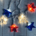 GRINY USA American Stars Flag Decorative Lights for 4Th of July, 5.4 Ft 10 LED Battery Powered Red White Blue American Flag Star String Lights for Patriotic Memorial Day Presidents Day Home & Garden > Decor > Seasonal & Holiday Decorations GRINY Blue / Red  