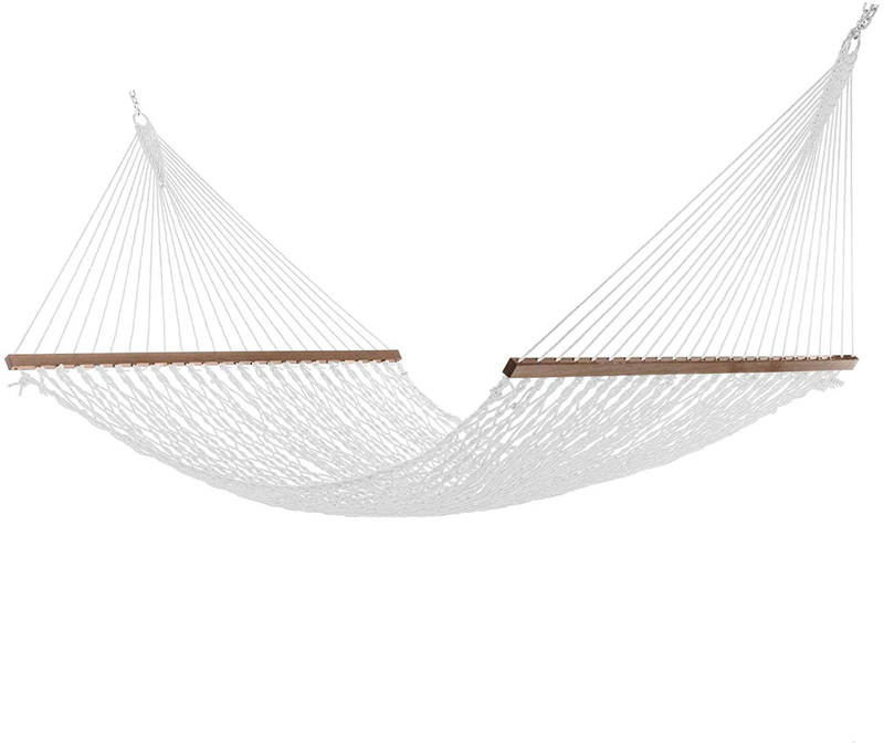 Project One Large 12FT Rope Hammock, Quick Dry Rope Hammock with Double Size Solid Wood Spreader Bar Outdoor Patio Yard Poolside Hammock, 2 Person 450 Pound Capacity (Brown) Home & Garden > Lawn & Garden > Outdoor Living > Hammocks Project One White  