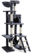 rabbitgoo Cat Tree Cat Tower 61" for Indoor Cats, Multi-Level Cat Condo with Hammock & Scratching Posts for Kittens, Tall Cat Climbing Stand with Plush Perch & Toys for Play Rest Animals & Pet Supplies > Pet Supplies > Cat Supplies > Cat Beds rabbitgoo Dark Night Grey  