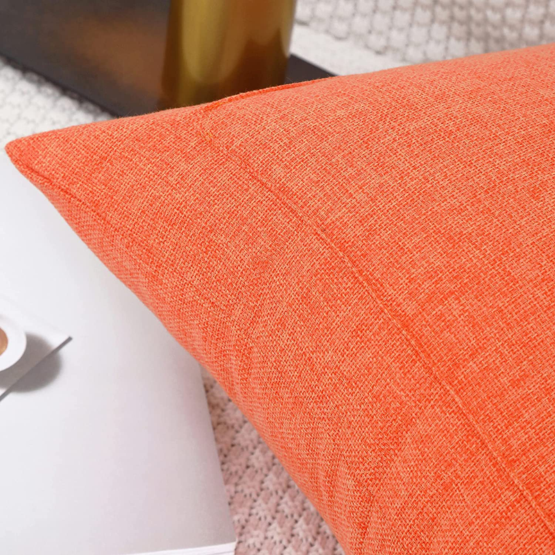 Jepeak Burlap Linen Throw Pillow Cover Cushion Case, Farmhouse Modern Decorative Solid Square Thickened Pillow Case for Sofa Couch (18 X 18 Inches, Blaze Orange) Home & Garden > Decor > Chair & Sofa Cushions Jepeak   