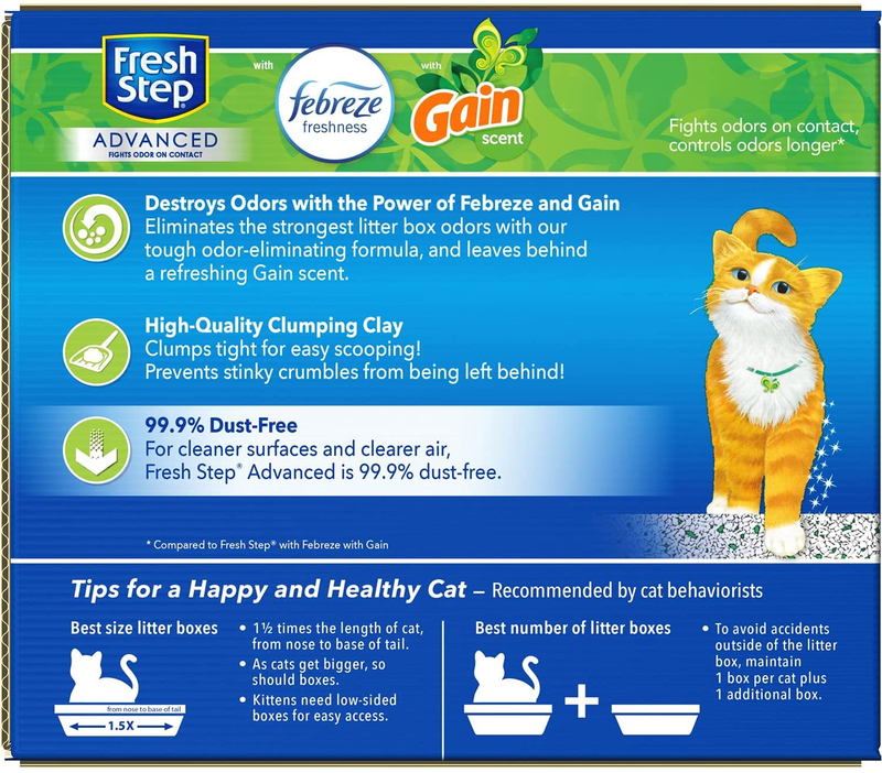 Fresh Step Advanced Cat Litter, Clumping Cat Litter, 99.9% Dust-Free, Gain Scent, 37 lbs Total ( 2 Pack of 18.5 lb Boxes) Animals & Pet Supplies > Pet Supplies > Cat Supplies > Cat Litter Fresh Step   