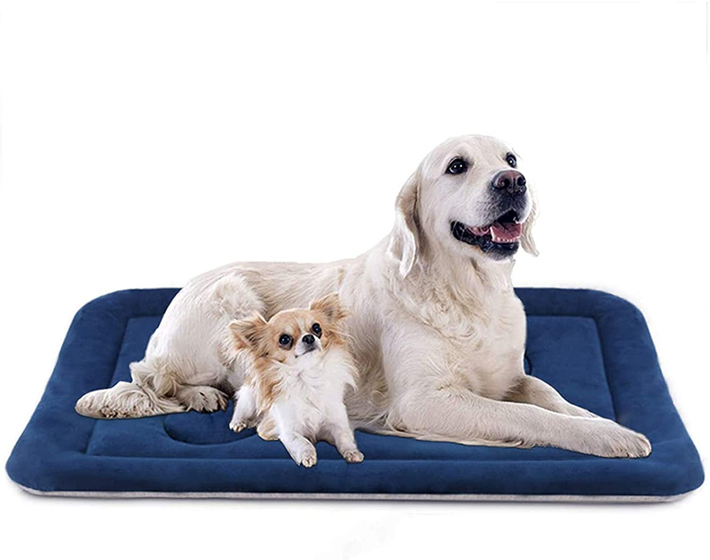 Dog Bed Large Crate Mat 42 in Non-Slip Washable Soft Mattress Kennel Pads Animals & Pet Supplies > Pet Supplies > Dog Supplies > Dog Beds JoicyCo Dark Blue 47" 