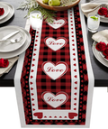 Eilifet Table Runner Romantic Heart Shapes Love Happy Valentine'S Day Gnome 13"X70" Dining Table Decorations Indoor Farmhouse Table Runners for Party Dinner Home Decor Home & Garden > Decor > Seasonal & Holiday Decorations EiLIFET Valentine's Dayeil0052 13"x70" 