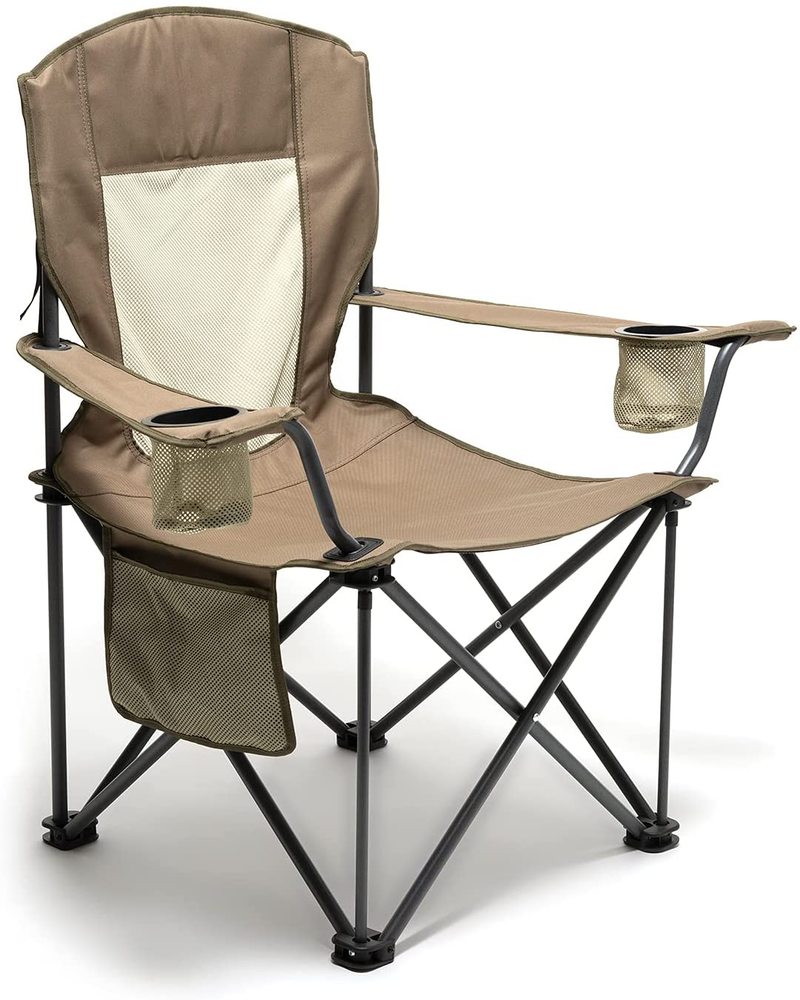 Sunnyfeel Oversized Camping Chair, Folding Camp Chairs for Adults Heavy Duty Big Tall People 500 LBS, XL Padded Portable Lawn Chair with Armrest Cup Holder & Pocket for Outdoor/Picnic/Beach Sporting Goods > Outdoor Recreation > Camping & Hiking > Camp Furniture SUNNYFEEL Khakiplaid  