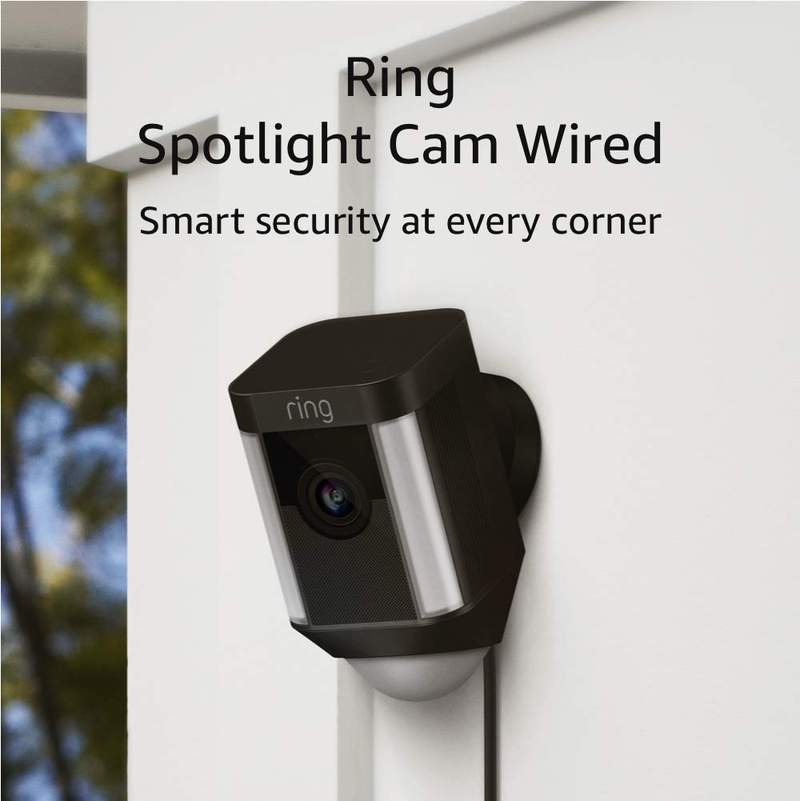 Ring Spotlight Cam Wired: Plugged-in HD security camera with built-in spotlights, two-way talk and a siren alarm, White, Works with Alexa Cameras & Optics > Cameras > Surveillance Cameras Ring Black Device Only 