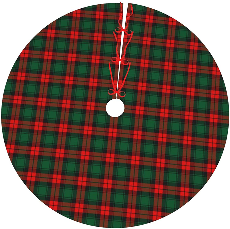 MOLIAN 48" Traditional Christmas Tree Skirt with Swirl Peppermint Candy Design Holiday Party Decoration Home & Garden > Decor > Seasonal & Holiday Decorations > Christmas Tree Skirts MOLIAN Green and Black Tartan Plaid 36" 