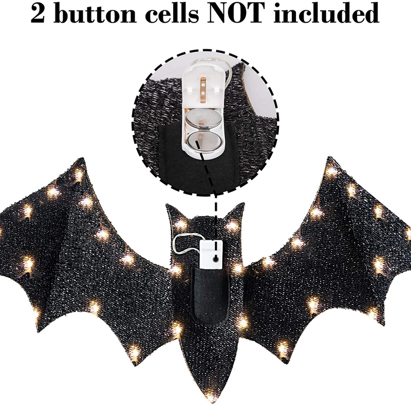 Ivenf Halloween Decorations, 24 inches 3D Glitter Scary Hanging Bat with Lights, Yard Porch Wall Party Decor Outdoor Arts & Entertainment > Party & Celebration > Party Supplies Ivenf   