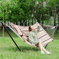 PNAEUT Max 475lbs Capacity Double Hammock with Stand Included 2 Person Heavy Duty Traditional 2 People Rope Hammocks Stand with Pillow for Outside Porch Patio Garden Backyard Outdoor ( Burlywood ) Home & Garden > Lawn & Garden > Outdoor Living > Hammocks PNAEUT Coffee  