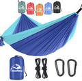 Favorland Camping Hammock Double & Single with Tree Straps for Hiking, Backpacking, Travel, Beach, Yard - 2 Persons Outdoor Indoor Lightweight & Portable with Straps & Steel Carabiners Nylon (Green) Home & Garden > Lawn & Garden > Outdoor Living > Hammocks Favorland Blue Double 118''L x 79''W 