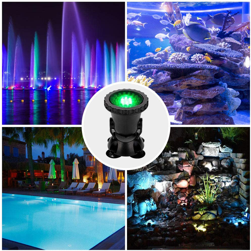 Pond Light 36 LED 100% Waterproof Underwater Submersible Lights, 4 Pack Multi-Color & Adjustable & Dimmable Aquarium Light with Remote Control, Landscape Lamp for Fish Tank Swimming Pool Fountain Home & Garden > Pool & Spa > Pool & Spa Accessories DOCEAN   