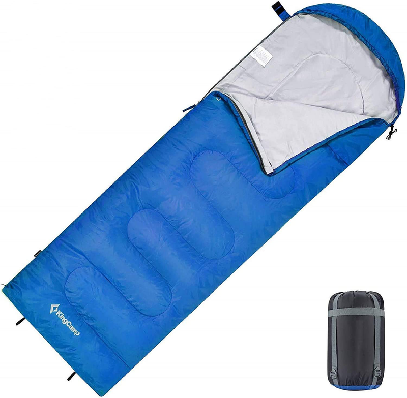 Kingcamp Sleeping Bag 44℉ Great for Kids, Boys, Girls, Teens & Adults Ultralight with Compact Bags for Outdoor Camping Backpacking and Hiking 86.6”X29.5” Sporting Goods > Outdoor Recreation > Camping & Hiking > Sleeping BagsSporting Goods > Outdoor Recreation > Camping & Hiking > Sleeping Bags KingCamp Blue  