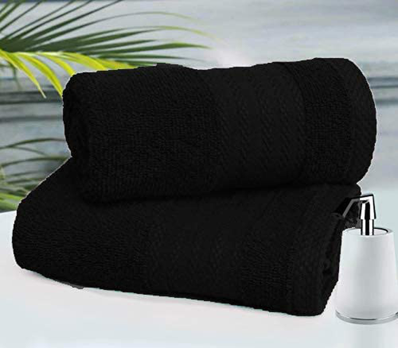 Glamburg Premium Cotton 4 Pack Bath Towel Set - 100% Pure Cotton - 4 Bath Towels 27x54 - Ideal for Everyday use - Ultra Soft & Highly Absorbent - Black Home & Garden > Linens & Bedding > Towels GLAMBURG   