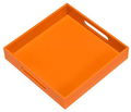 KEVLANG Glossy White Sturdy Acrylic Serving Tray with Handles-10x15Inch-Serving Coffee Appetizer Breakfast Butler-Kitchen Countertop-Makeup Drawer Organizer-Vanity Table Tray-Ottoman Tray Home & Garden > Decor > Decorative Trays KEVLANG Glossy Orange 10"x10"x2"H 