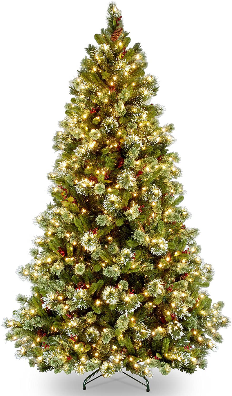 National Tree Company Pre-lit Artificial Christmas Tree | Includes Pre-strung White Lights and Stand | Flocked with Cones, Red Berries and Snowflakes | Wintry Pine Slim - 7.5 ft Home & Garden > Decor > Seasonal & Holiday Decorations > Christmas Tree Stands National Tree Company Medium 6.5 ft 