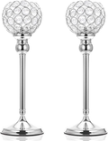 ManChDa Valentines Gift Gold Crystal Spherical Candle Holders Sets of 2 Wedding Table Centerpieces for Birthday Anniversary Celebration Modern Decoration (Large, 15.8") Home & Garden > Decor > Home Fragrance Accessories > Candle Holders ManChDa Silver Medium, 13.8" 