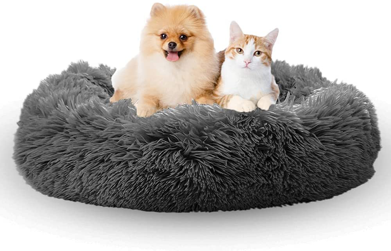 OYANTEN Cat Beds for Indoor Cats with Removable Cover, Fluffy Self-Warming Calming Donut Pet Bed for Indoor Cats,Machine Washable Animals & Pet Supplies > Pet Supplies > Dog Supplies > Dog Beds OYANTEN Space Gray 20x20 Inch (Pack of 1) 