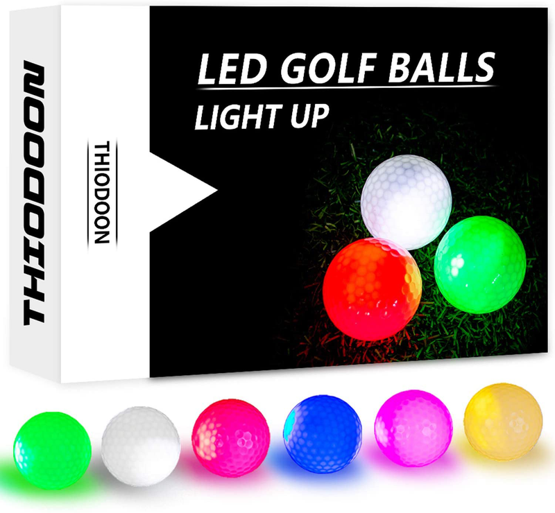 THIODOON Glow Golf Balls Led Golf Balls Glow in The Dark Golf Balls Flashing Golf Ball Light up Long Lasting Bright Night Sports 6 Colors for Your Choice