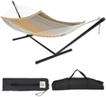Patio Watcher 12 Feet Steel Stand with Quick Dry Hammock Curved Bamboo Spreader Bar Hammock for Outdoor Patio Yard 2 Storage Bags Included Home & Garden > Lawn & Garden > Outdoor Living > Hammocks Patio Watcher Coffee Stripes  