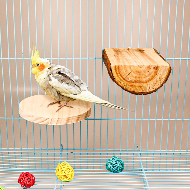S-Mechanic Parrot Cage Perch Natural Wood Stand Perch for Small or Medium Parrots,Lovebird,Parakeet