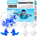 Swimming Ear Plugs, 2021 Upgraded 4 Pairs AiBast Professional Waterproof Reusable Silicone Earplugs for Swimming Showering Bathing Surfing and Snorkeling with Boxes, Suitable for Kids and Adult Sporting Goods > Outdoor Recreation > Boating & Water Sports > Swimming AiBast White Blue  