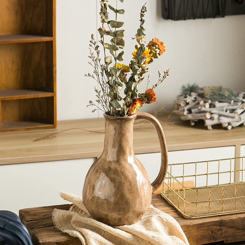 Kimdio Ceramic Flower Vase, Big Handle Vases for Decor, Decorative Table Floral Vase for Living Room, Indoor Plant, Shelf, Mantle, Table, Office, Desk, Wedding Home & Garden > Decor > Vases Kimdio   