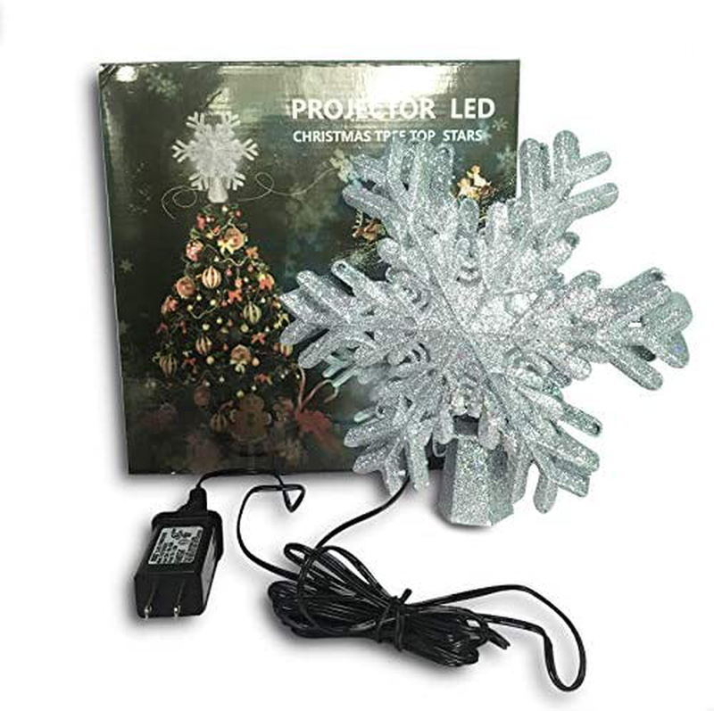 Christmas Tree Topper, Lighted Star Tree Toppers LED Rotating Snowflake, 3D Glitter Lighted Sliver SnowTree Topper, For Christmas Tree Decorations Holiday Fantastic Romantic Indoor Light Lamp Gift Home & Garden > Decor > Seasonal & Holiday Decorations > Christmas Tree Stands yuntesimeifayongpin   