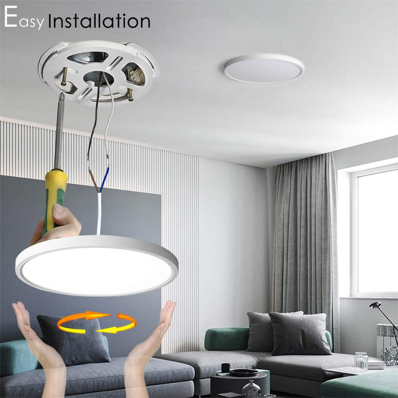 TALOYA Flush Mount 12 Inch Ceiling Light (Milk White Shell), 20W Surface Mount LED Light Fixture for Bedroom Kitchen,3 Color Temperatures in One（3000K/4000K/6500K),0.94 Inch Thickness Round Home & Garden > Lighting > Lighting Fixtures > Ceiling Light Fixtures KOL DEALS   