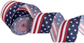 Red White Blue Stars and Stripes Wired Edge Ribbon, 10 Yards by 2.5 Inches (Style 2) Arts & Entertainment > Hobbies & Creative Arts > Arts & Crafts > Art & Crafting Materials > Embellishments & Trims > Ribbons & Trim ATRBB Style 1  