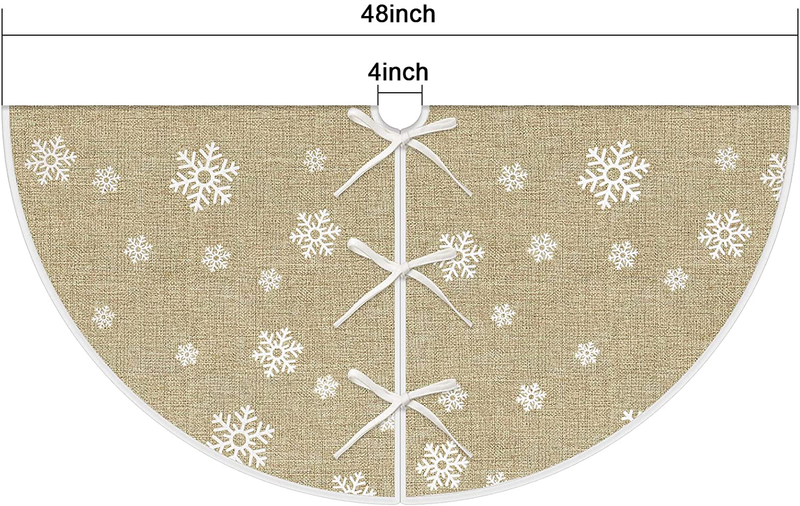 Sofevaim Christmas 48 Inch Burlap Tree Skirt,White Snowflake for Rustic Xmas New Year Party Holiday Indoor Outdoor Decorations Home & Garden > Decor > Seasonal & Holiday Decorations > Christmas Tree Skirts Sofevaim   