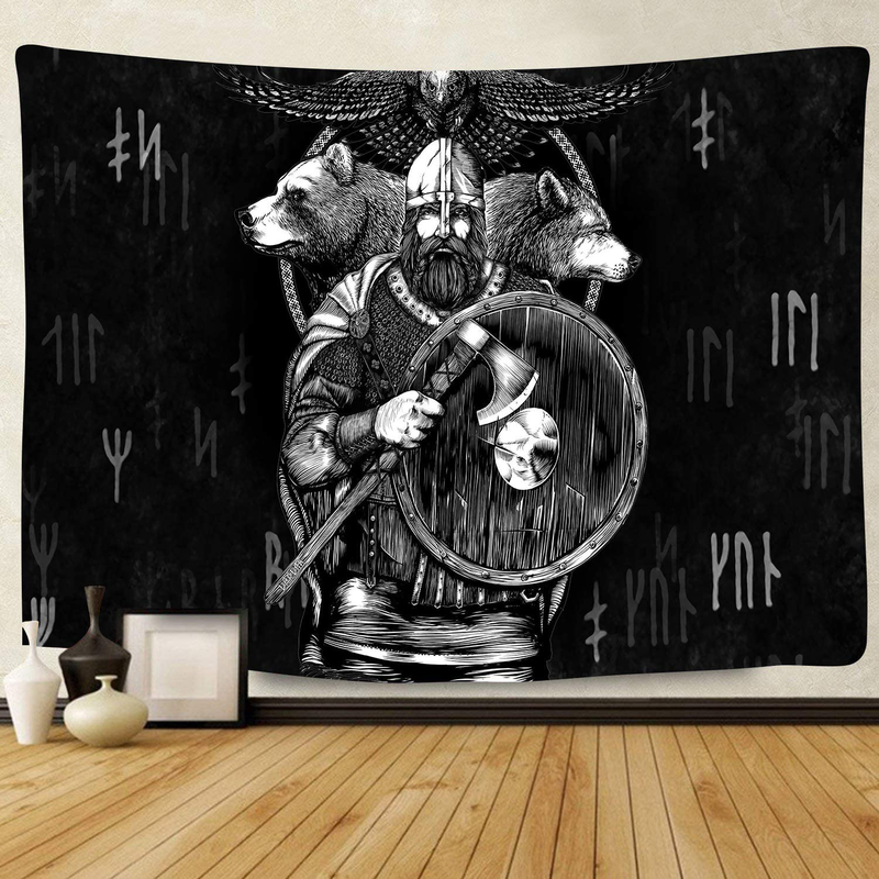 F-FUN SOUL Viking Tapestry, Large 80x60inches Soft Flannel Viking Decor, Mysterious Viking Bear Meditation Psychedelic Runes Wall Hanging Tapestries for Living Room Bedroom Decor GTLSFS9 Home & Garden > Decor > Artwork > Decorative Tapestries F-FUN SOUL Gtlsfs10 80x60 
