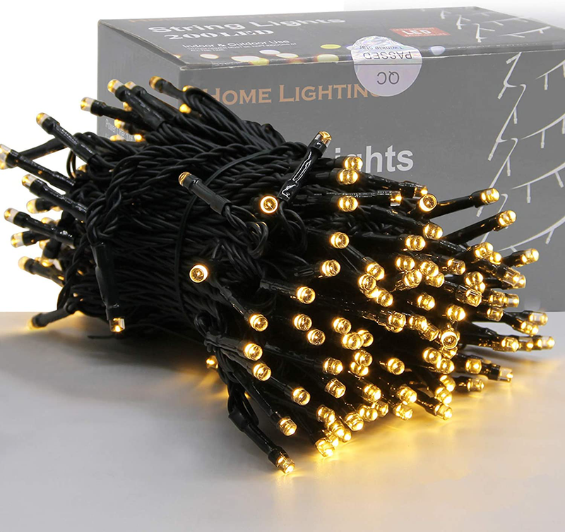 HOME LIGHTING 66ft Christmas Decorative Mini Lights, 200 LED Green Wire Fairy Starry String Lights Plug in, 8 Lighting Modes, for Indoor Outdoor Xmas Tree Wedding Party Decoration (Blue) Home & Garden > Decor > Seasonal & Holiday Decorations& Garden > Decor > Seasonal & Holiday Decorations HOME LIGHTING Warm White  