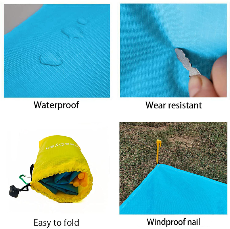 Foldable Beach Mat， Portable Beach Blankets (Waterproof and Sand-Proof Mats for 2-4 Adults) large size Lightweight Picnic Mats for Travel Camping Hiking， Quick-Drying Pocket Blanket(71X55Inches) Home & Garden > Lawn & Garden > Outdoor Living > Outdoor Blankets > Picnic Blankets iforaaCyan   