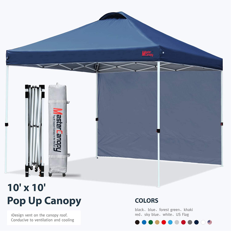 MASTERCANOPY Pop Up Canopy Tent Instant Shelter Beach Canopy with 1 Sidewall(10'x10',Dark Gray) Home & Garden > Lawn & Garden > Outdoor Living > Outdoor Structures > Canopies & Gazebos MASTERCANOPY Navy Blue 10x10 ft 