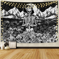 Skull Floral Tapestry Meditation Skeleton Tapestries Mountain Wave Tapestry Moon and Star Tarot Tapestry Starry Black and White Tapestry(51.2 x 59.1 inches) Home & Garden > Decor > Artwork > Decorative Tapestries Romeooera Black 51.2ʺ × 59.1ʺ 