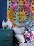 Hippie Mandala Sun and Moon Maditation Tapestry Wall Hanging - Psychedelic Celestial Indian Gypsy Hippy Bohemian Popular Mystic Tie dye Beach Blanket Multicolor Home & Garden > Decor > Artwork > Decorative Tapestries Popular Handicrafts Multi 54x84 Inches,(140cmsx215cms) 