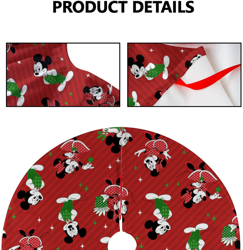 Mickey and Minnie Christmas Tree Skirt 36 Inch Xmas Tree Skirts Decorations for Holiday Party Tree Mat Halloween Christmas Decorations Home & Garden > Decor > Seasonal & Holiday Decorations > Christmas Tree Skirts JEEFANS   