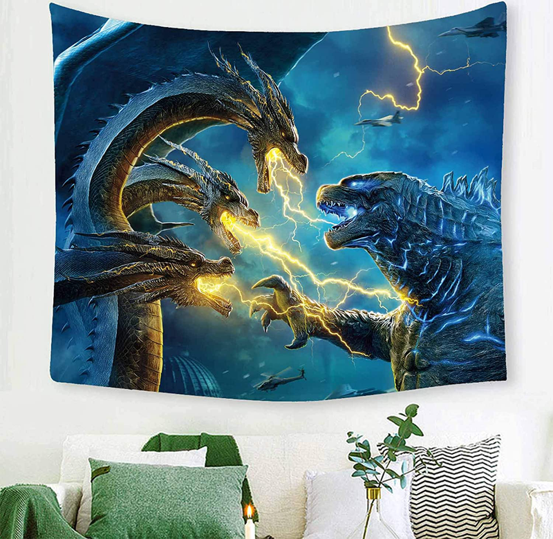 Godzilla Tapestry, Movie Monster Theme Wall Hanging Decoration for Apartment Home Art Wall Tapestry for Bedroom Living Room Dorm 60 X 50 Inches Home & Garden > Decor > Artwork > Decorative Tapestries Macofcust   