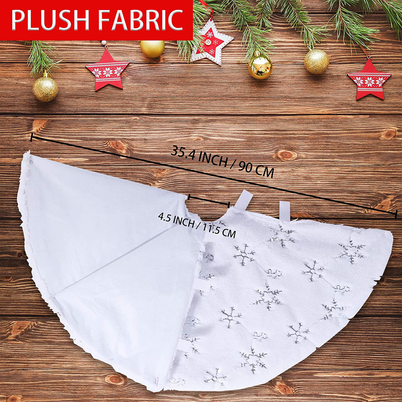 TOBEHIGHER Christmas Tree Skirt - 36 inches White Luxury Soft Faux Fur Tree Skirt, Pet Favors for Xmas Tree Decorations and Ornaments Fluffy Short Fur